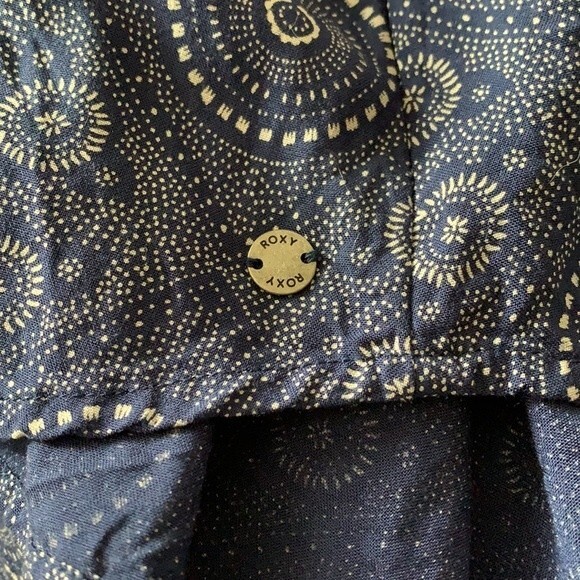 Roxy Patterned Print Sleeveless Racer Back MIDI Dress Blue Size Small - Picture 12 of 12